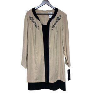 NEW! Sheri Martin Woman Beige Black Over Coat Dress Women's Career Outfit 18W 18